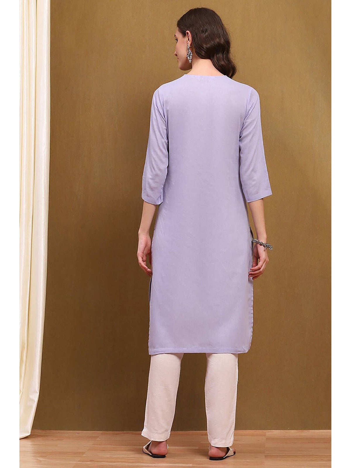 Womens Green Cotton Blend Straight Kurta | U3S - view 14