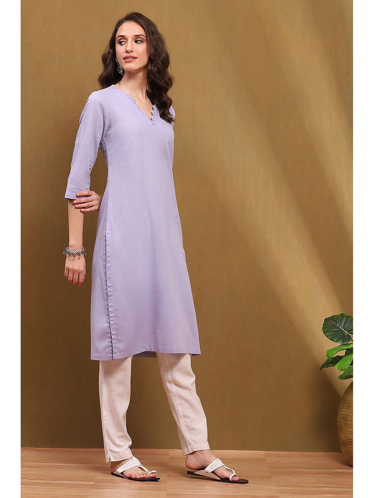 Womens Green Cotton Blend Straight Kurta | FY93 - view 15