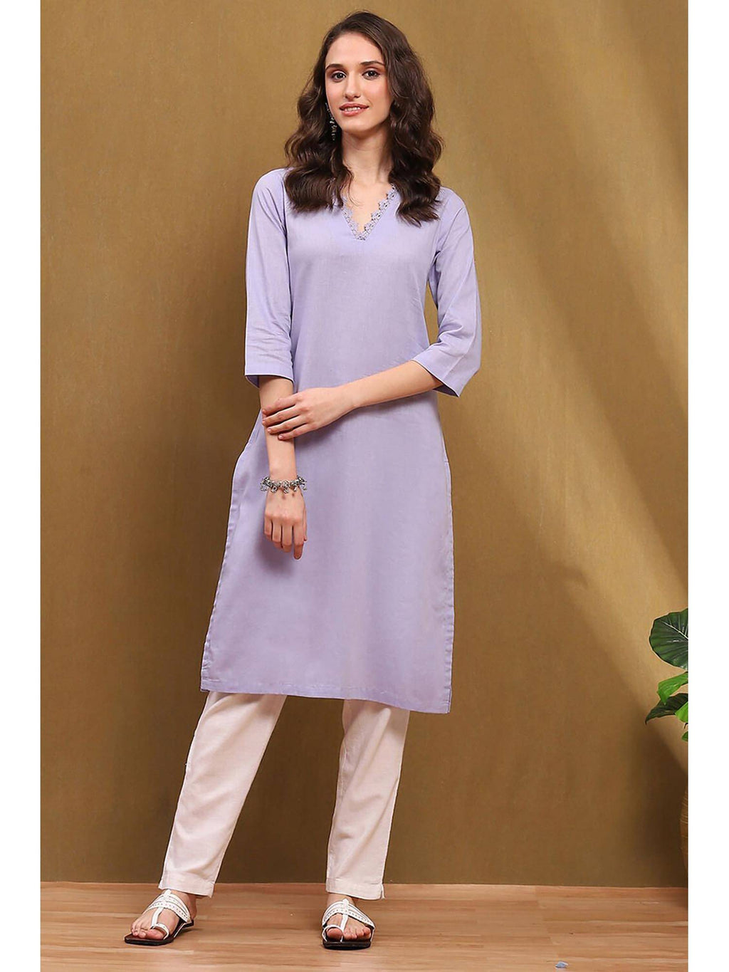 Womens Green Cotton Blend Straight Kurta | FY93 - view 16