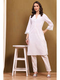 Womens Pink Cotton Blend Straight Kurta | FY93 - view 7