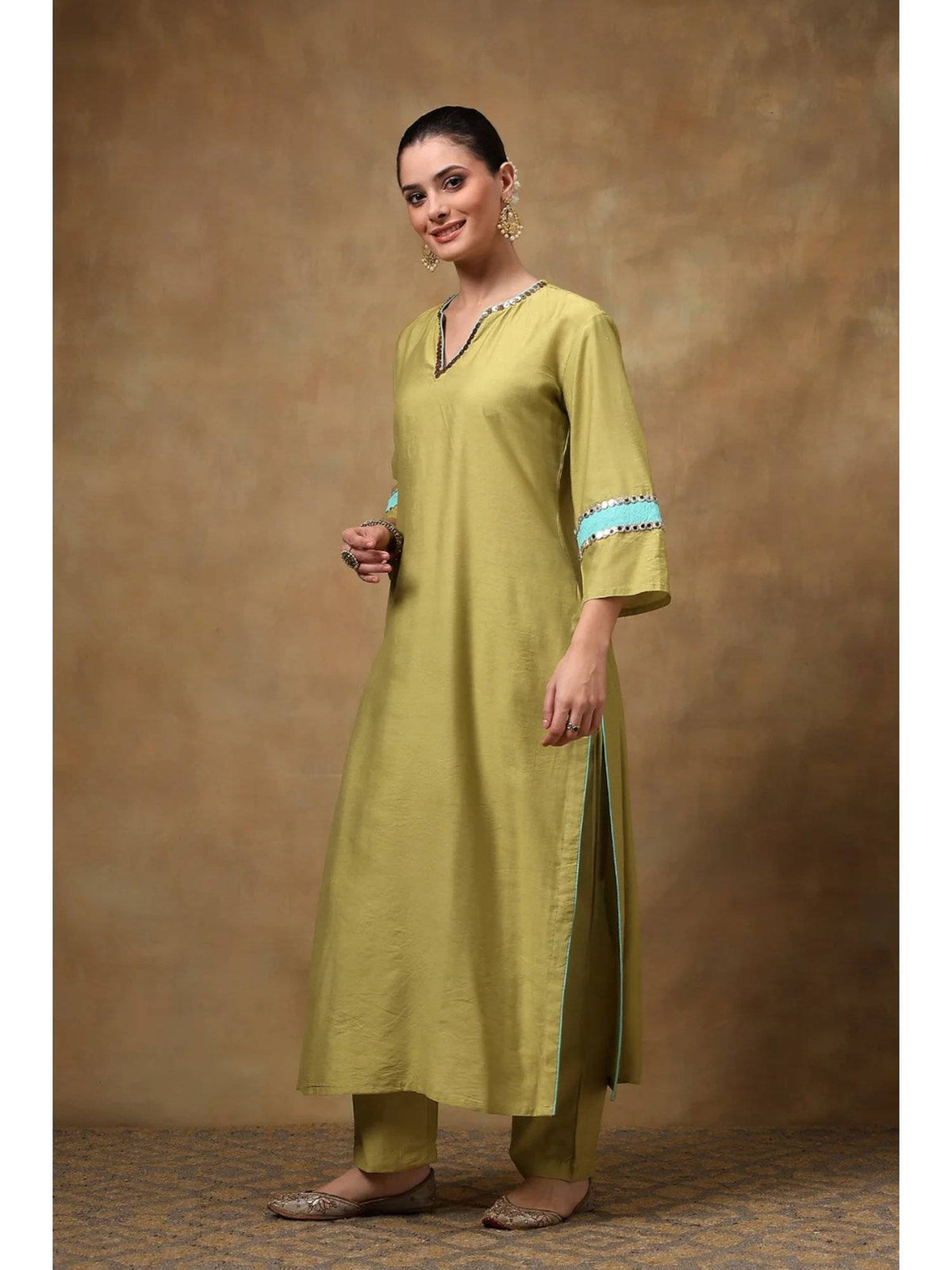 Pink Cotton Silk Straight Sequins Kurta | FY93 - view 10