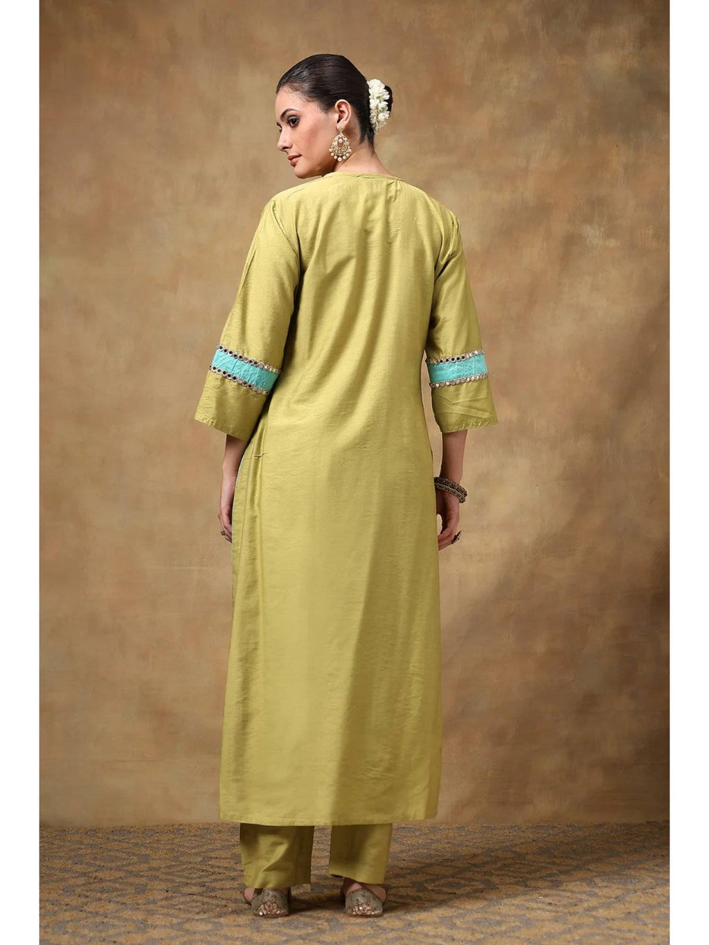 Pink Cotton Silk Straight Sequins Kurta | FY93 - view 11