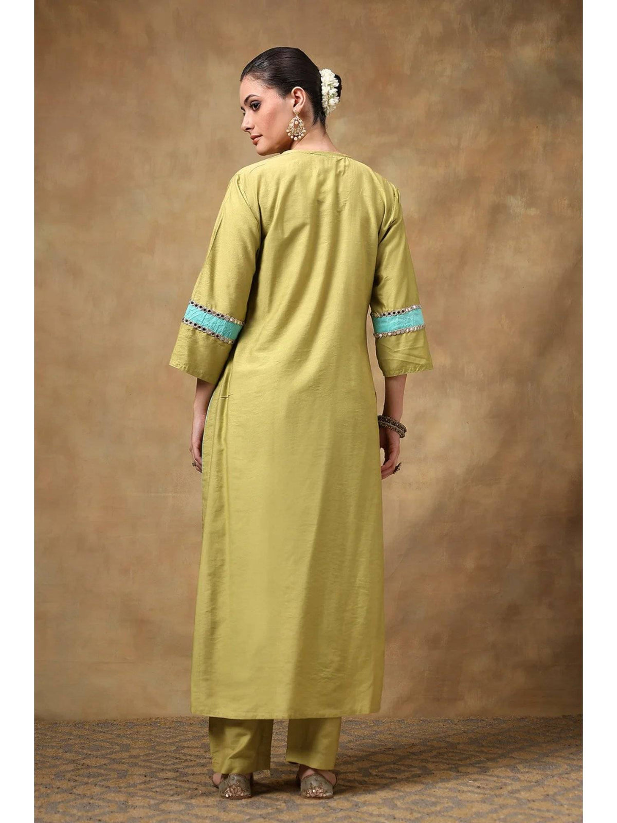 Pink Cotton Silk Straight Sequins Kurta | FY93 - view 11