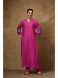 Pink Cotton Silk Straight Sequins Kurta | U3S - view 1
