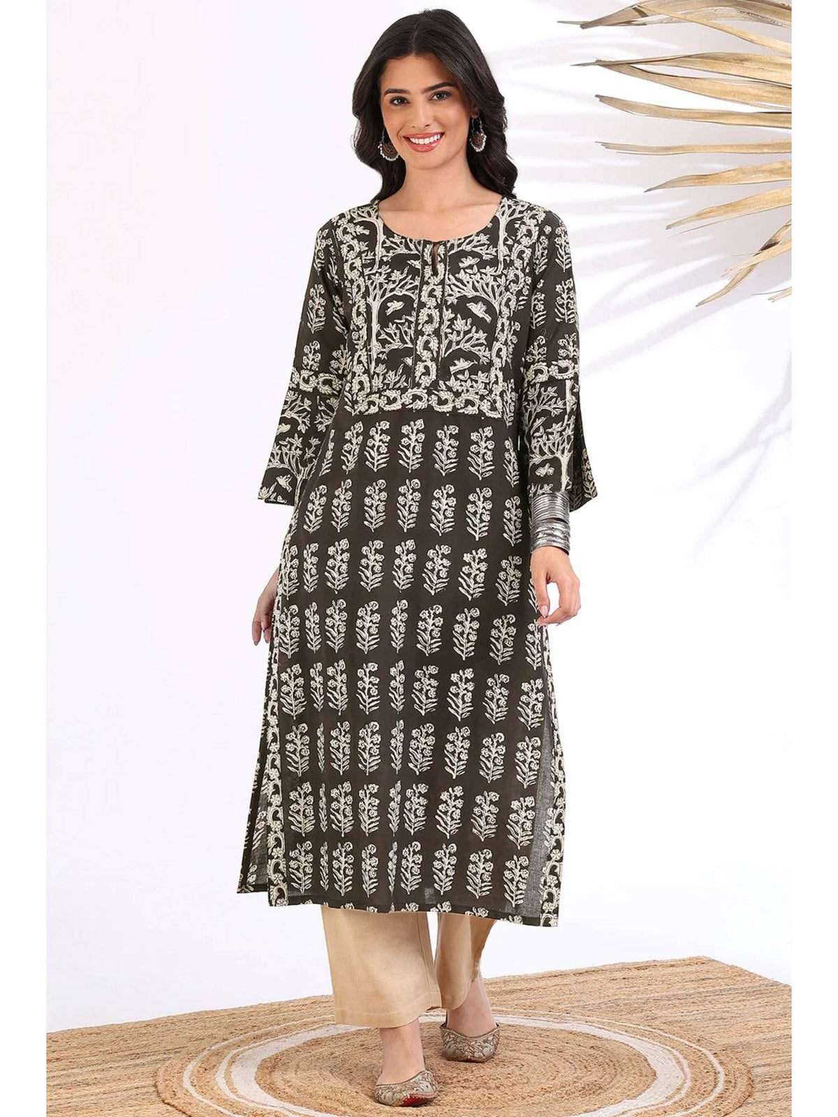 Maroon Daboo Printed Kurta | FY93 - view 10