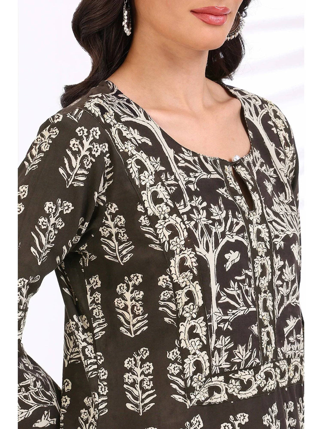 Maroon Daboo Printed Kurta | KDG - view 11