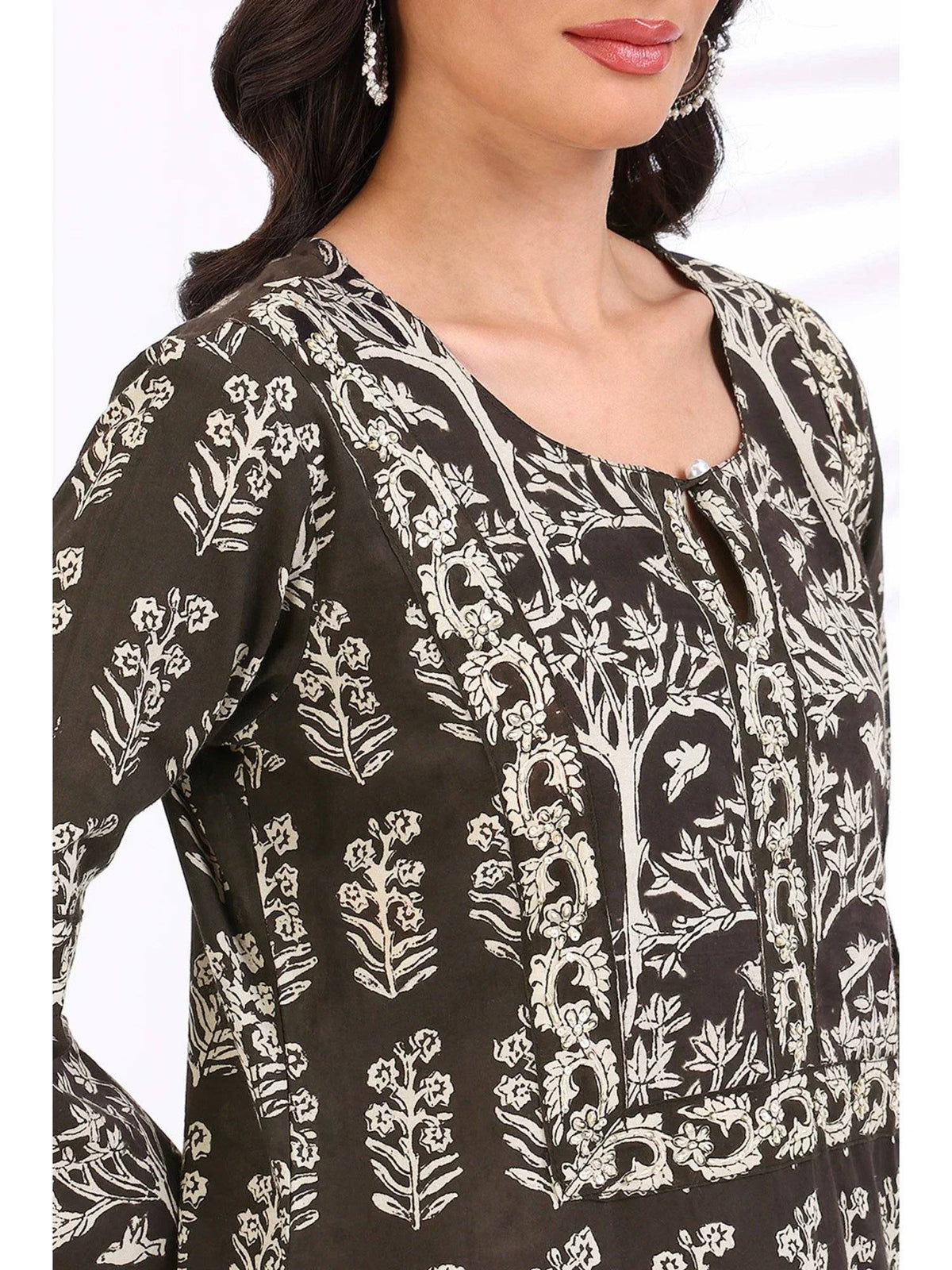Maroon Daboo Printed Kurta | FY93 - view 11