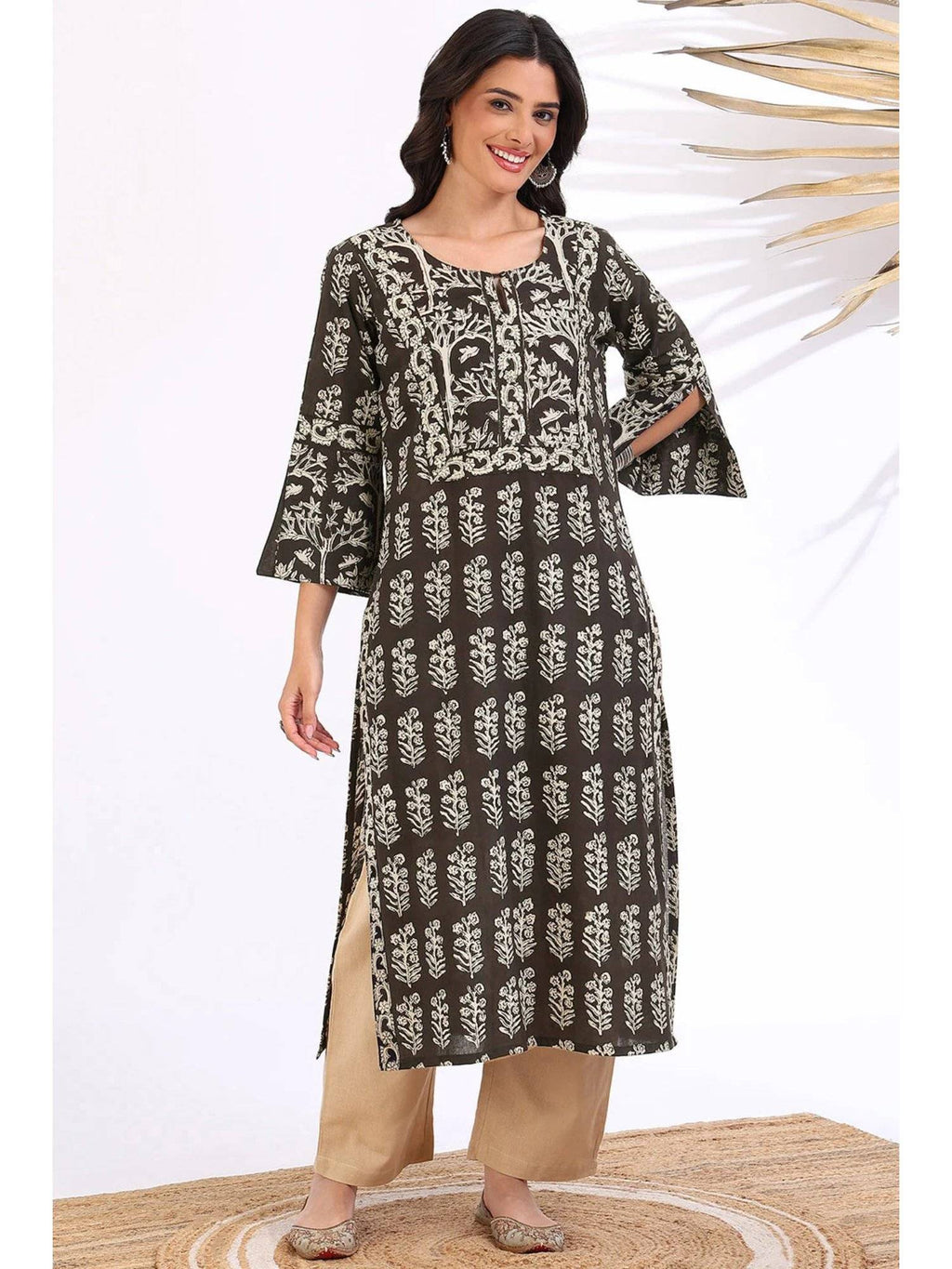Maroon Daboo Printed Kurta | FY93 - view 12