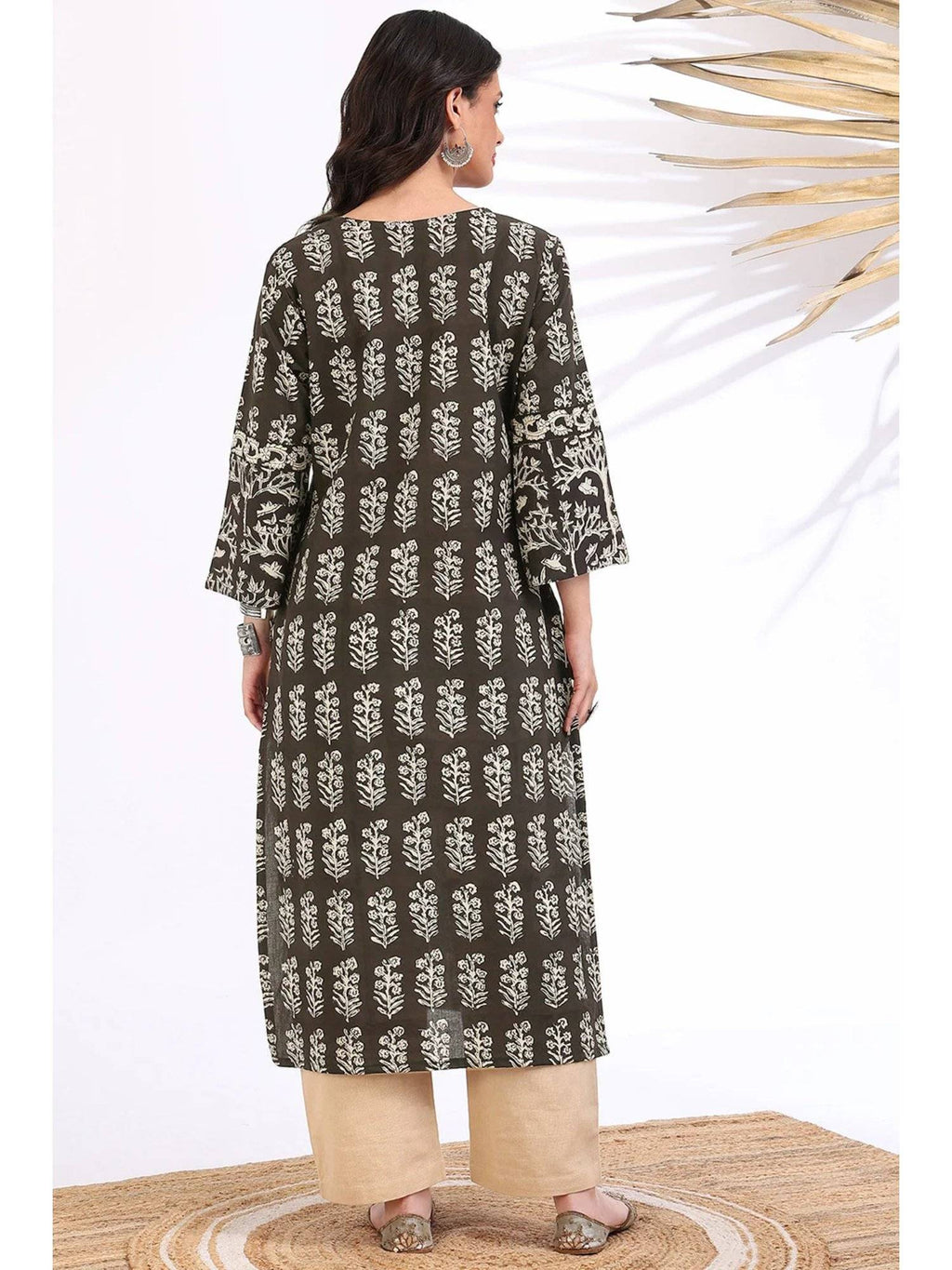 Maroon Daboo Printed Kurta | KDG - view 14