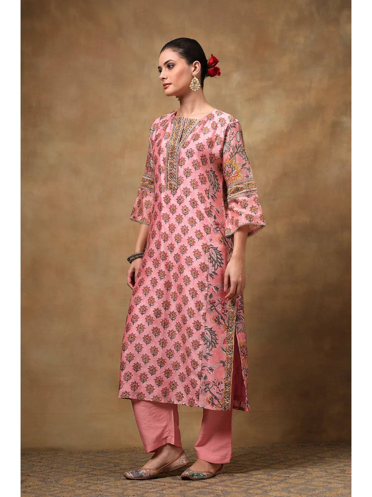 Blue Chanderi Silk Straight Kurta | FY93 - view 12
