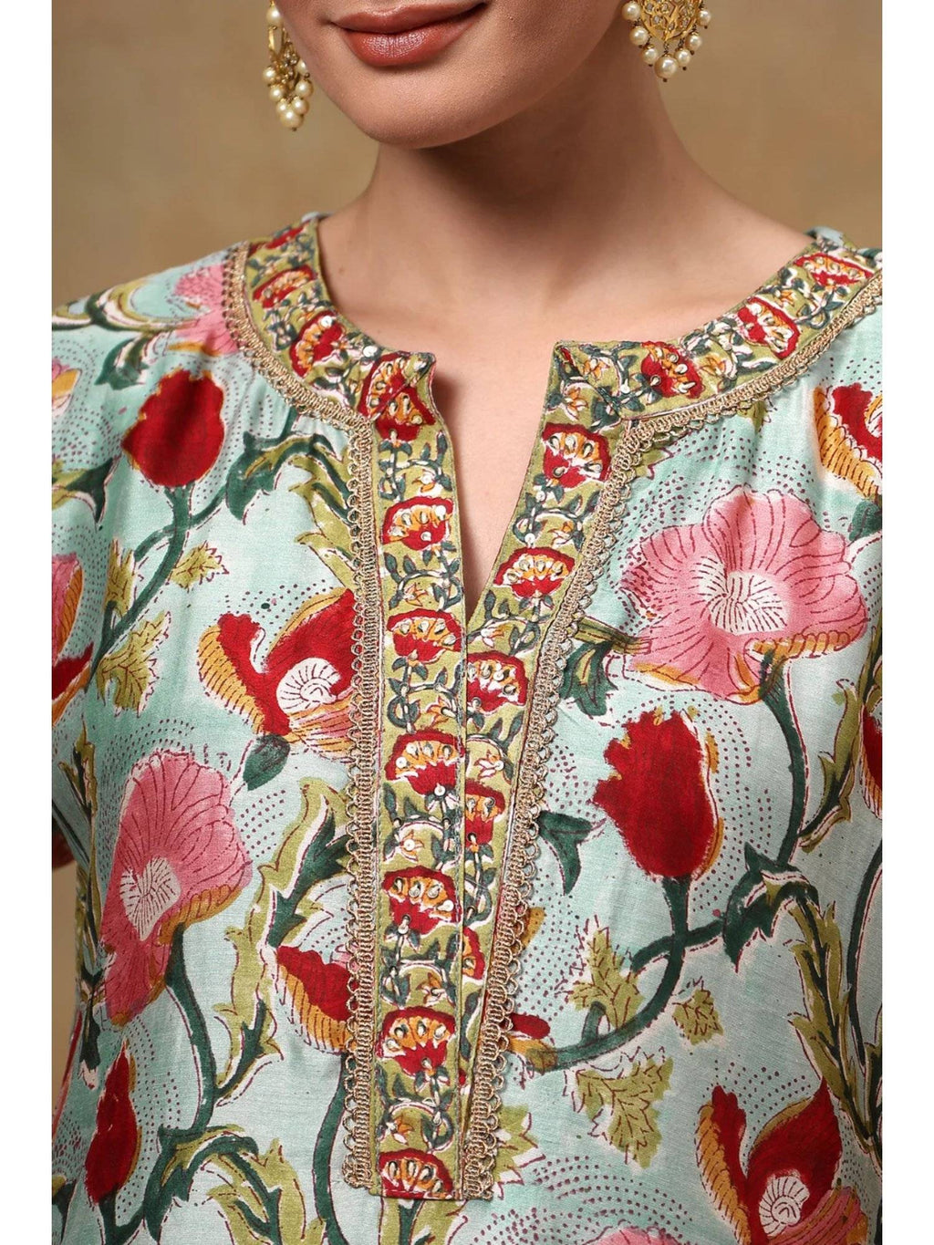 Blue Chanderi Silk Straight Kurta | KDG - view 2