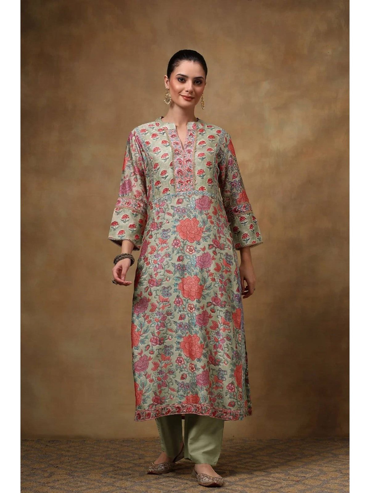 Blue Chanderi Silk Straight Kurta | FY93 - view 6