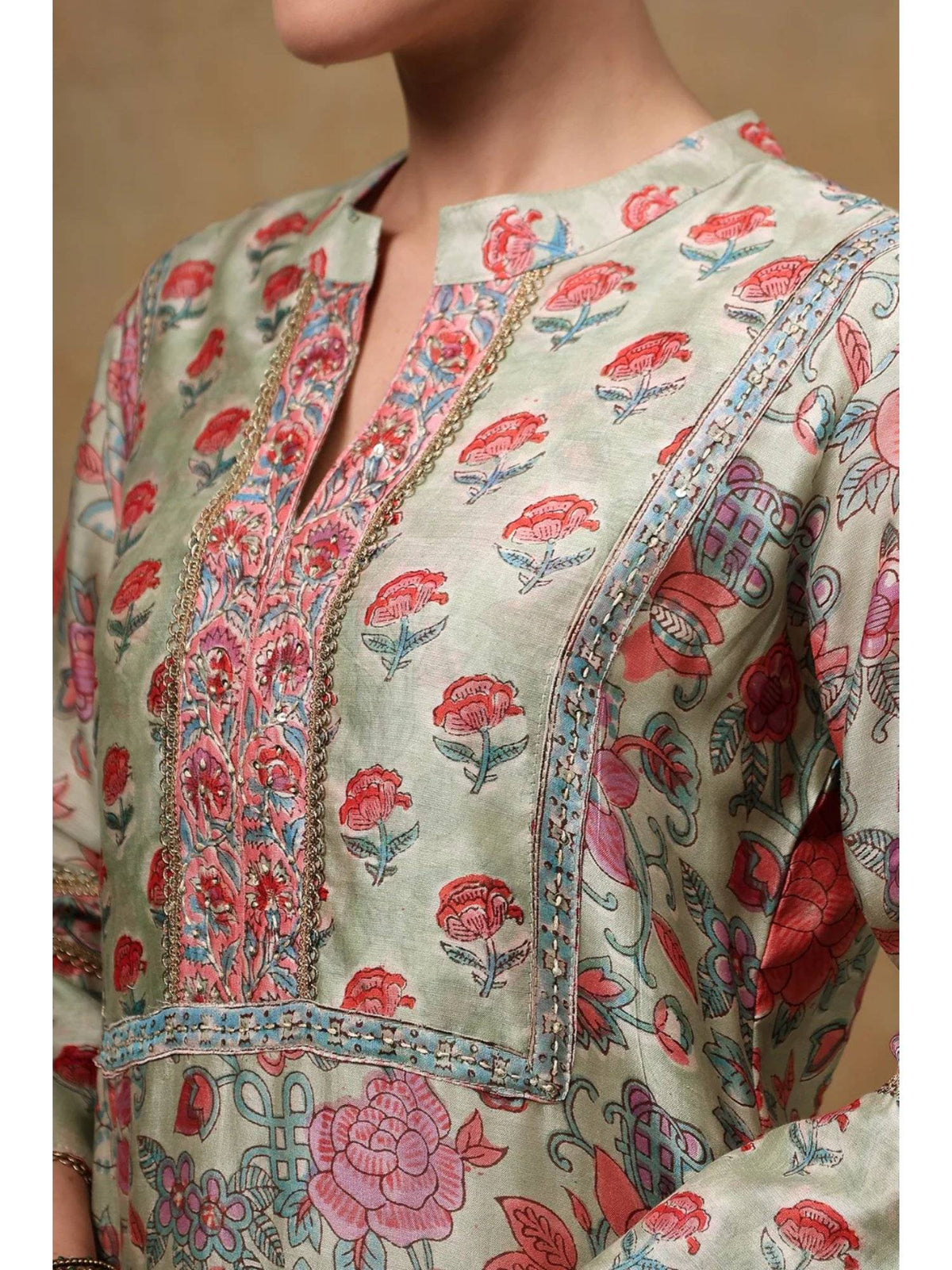 Blue Chanderi Silk Straight Kurta | KDG - view 7