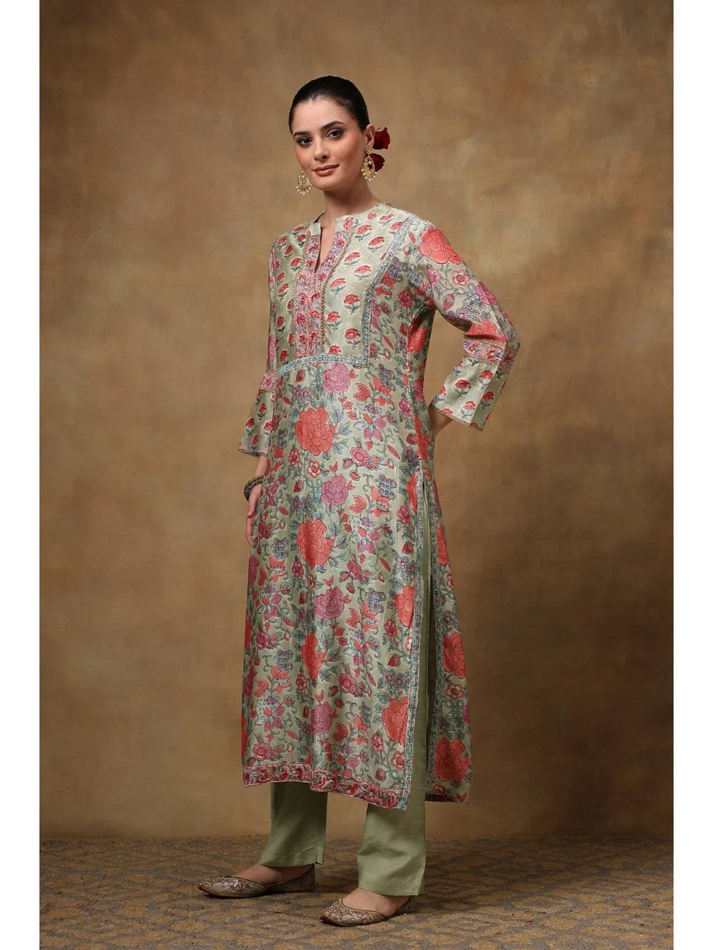 Blue Chanderi Silk Straight Kurta | KDG - view 8