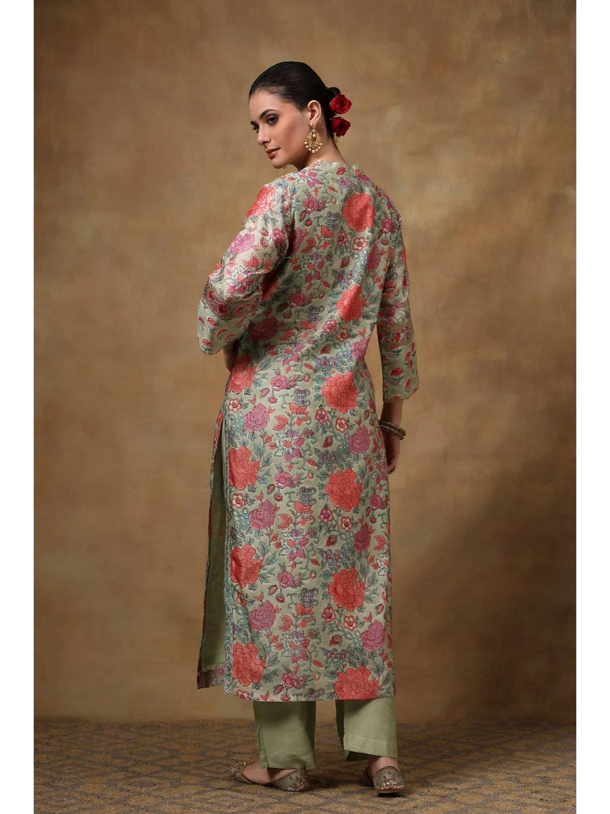 Blue Chanderi Silk Straight Kurta | FY93 - view 9