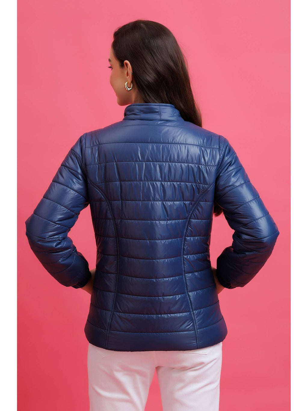 Blue Quilted Zipper Jacket | JC78 - view 2