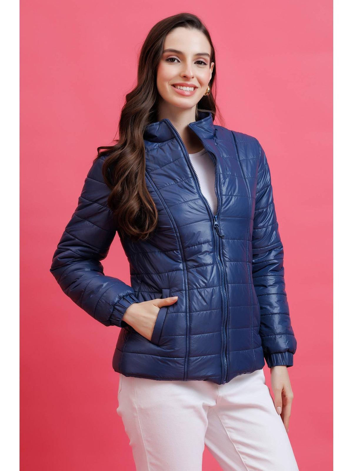 Red Quilted Zipper Jacket | JC78 - view 24