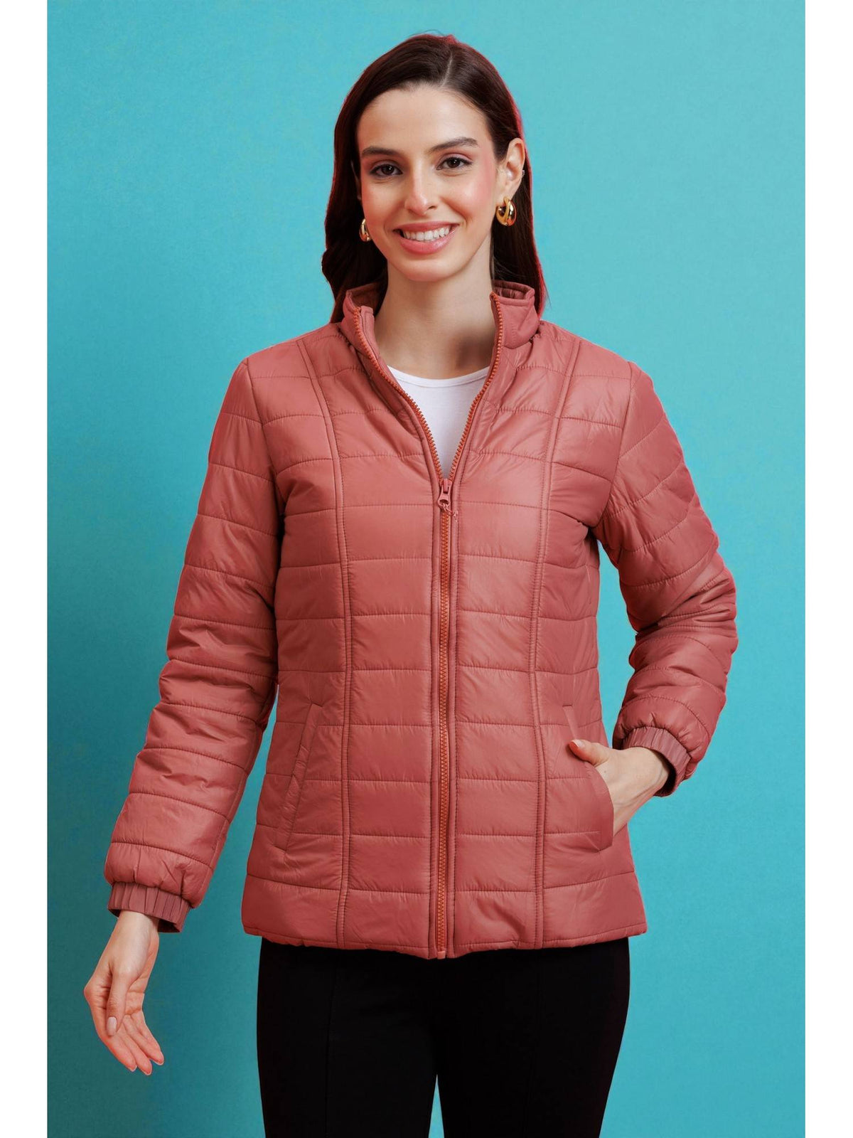 Olive Quilted Zipper Jacket | JC78 - view 15