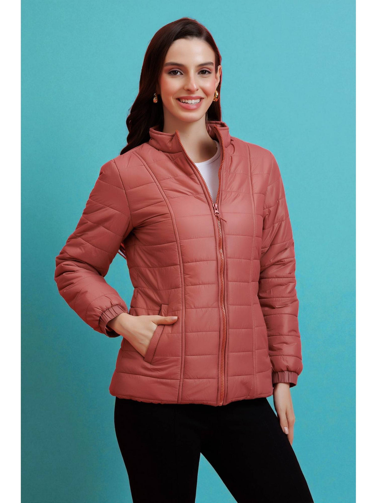 Olive Quilted Zipper Jacket | JC78 - view 18
