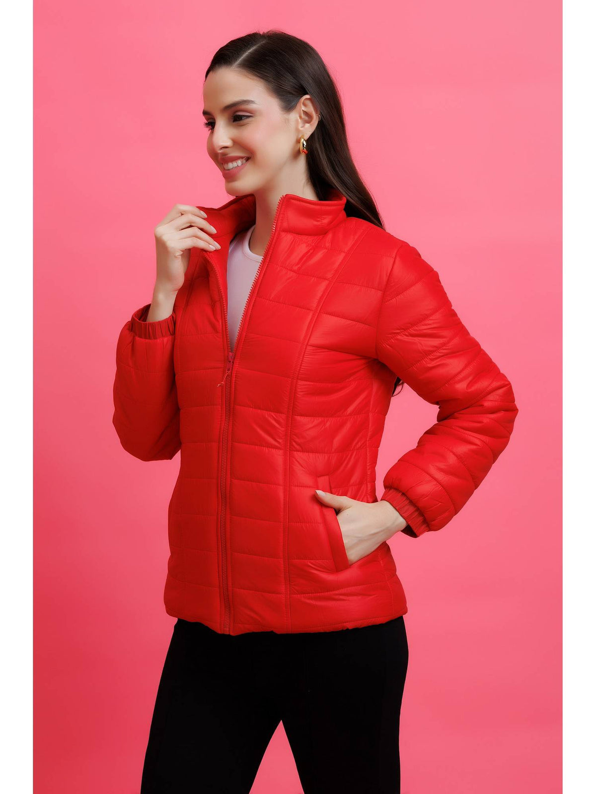 Rust Quilted Zipper Jacket | JC78 - view 10
