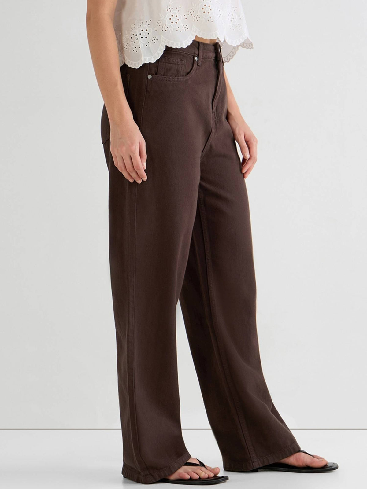 Women's Brown Baggy Wide Leg Jeans | BG78 - view 2