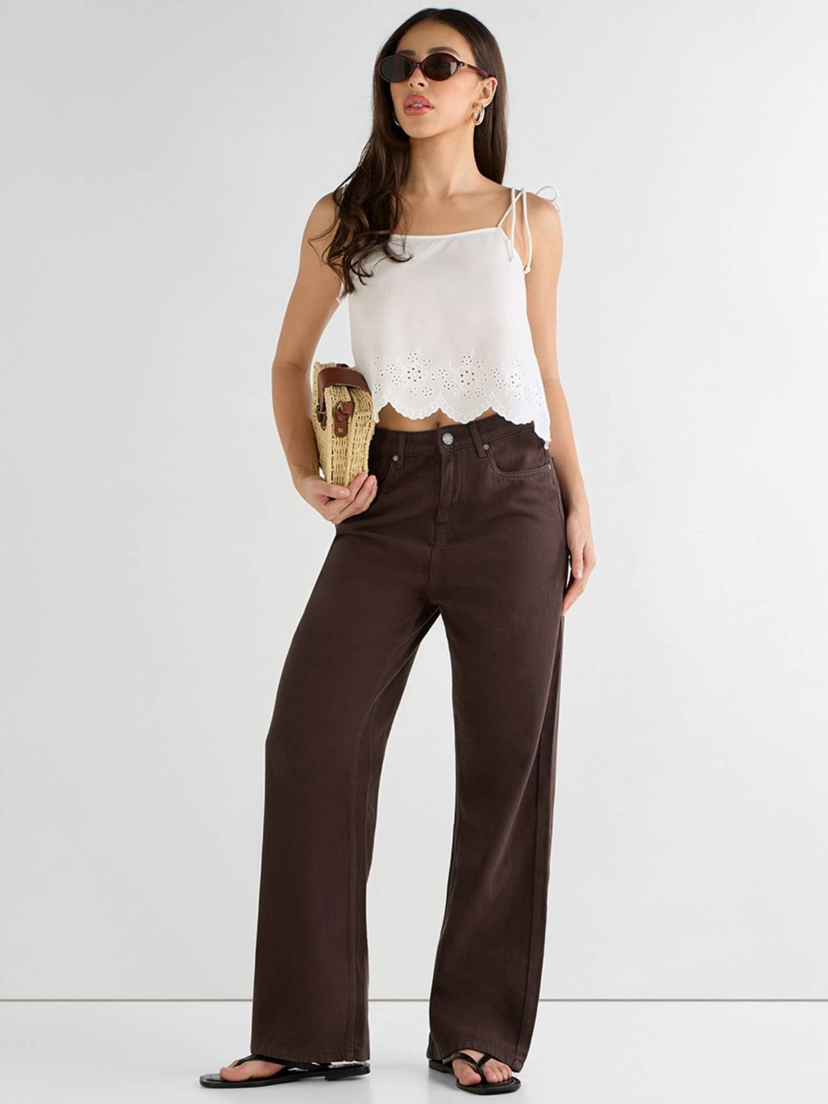 Women's Brown Baggy Wide Leg Jeans | BG78 - view 4
