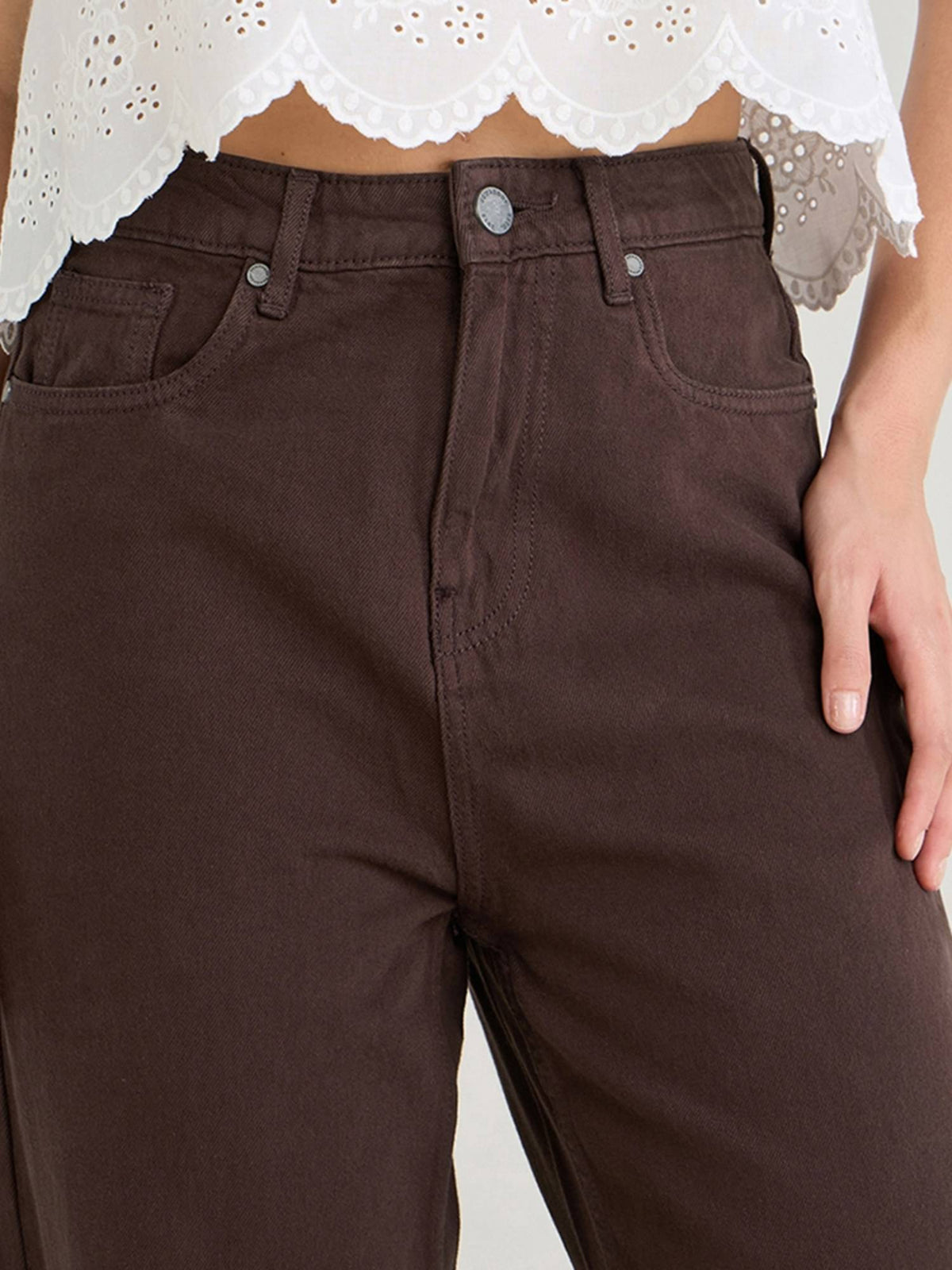 Women's Brown Baggy Wide Leg Jeans | BG78 - view 5