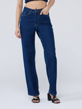 Dark Blue High Waist Straight Fit Denims | ST23 - view 1