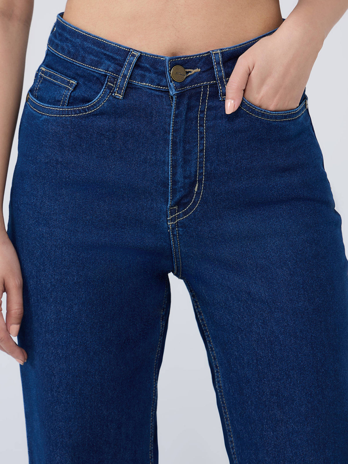 Dark Blue High Waist Straight Fit Denims | ST23 - view 5