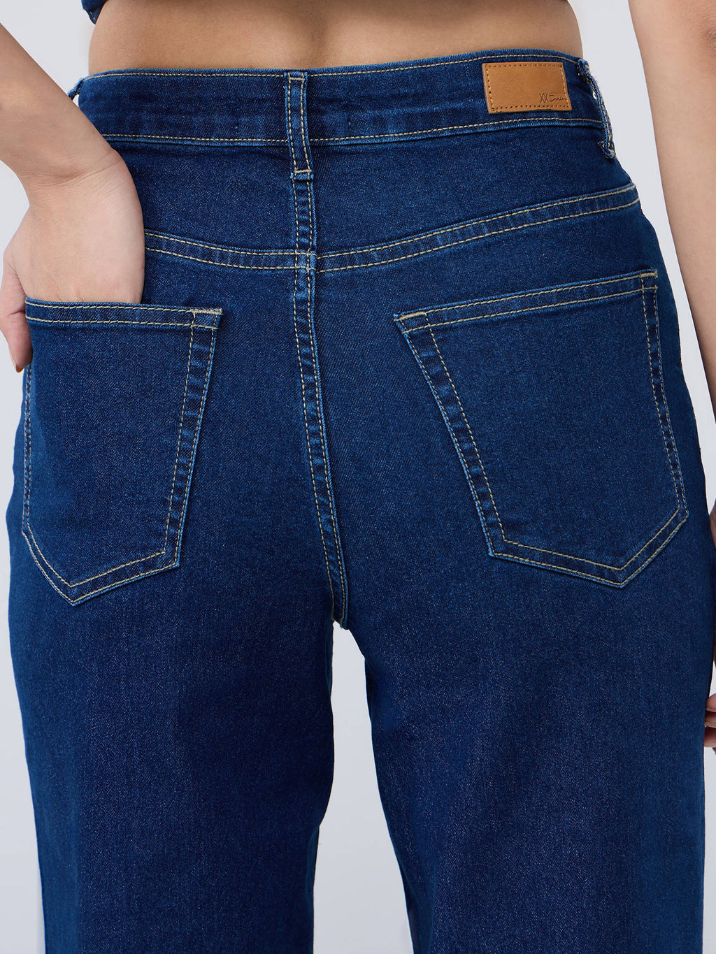 Dark Blue High Waist Straight Fit Denims | ST23 - view 6
