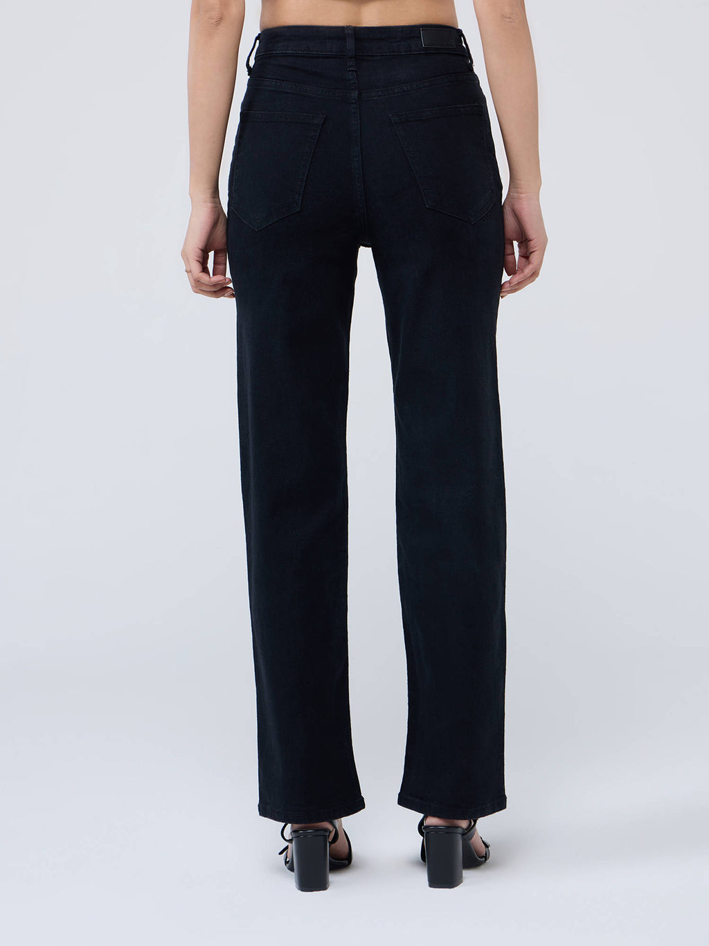 Jet Black High Waist Straight Fit Denims | ST23 - view 2