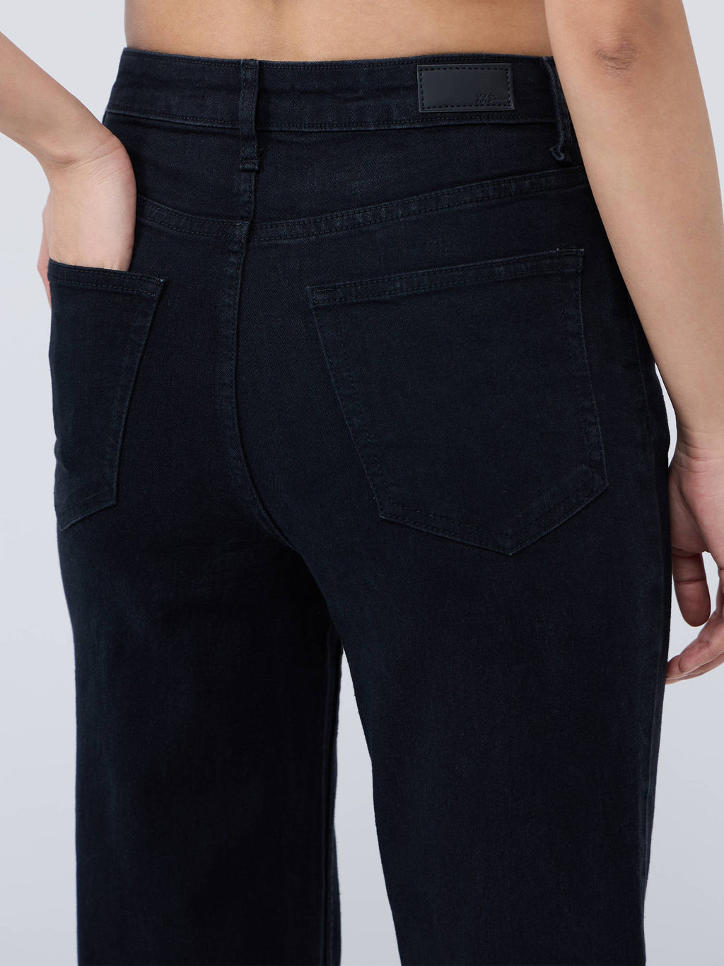 Jet Black High Waist Straight Fit Denims | ST23 - view 6