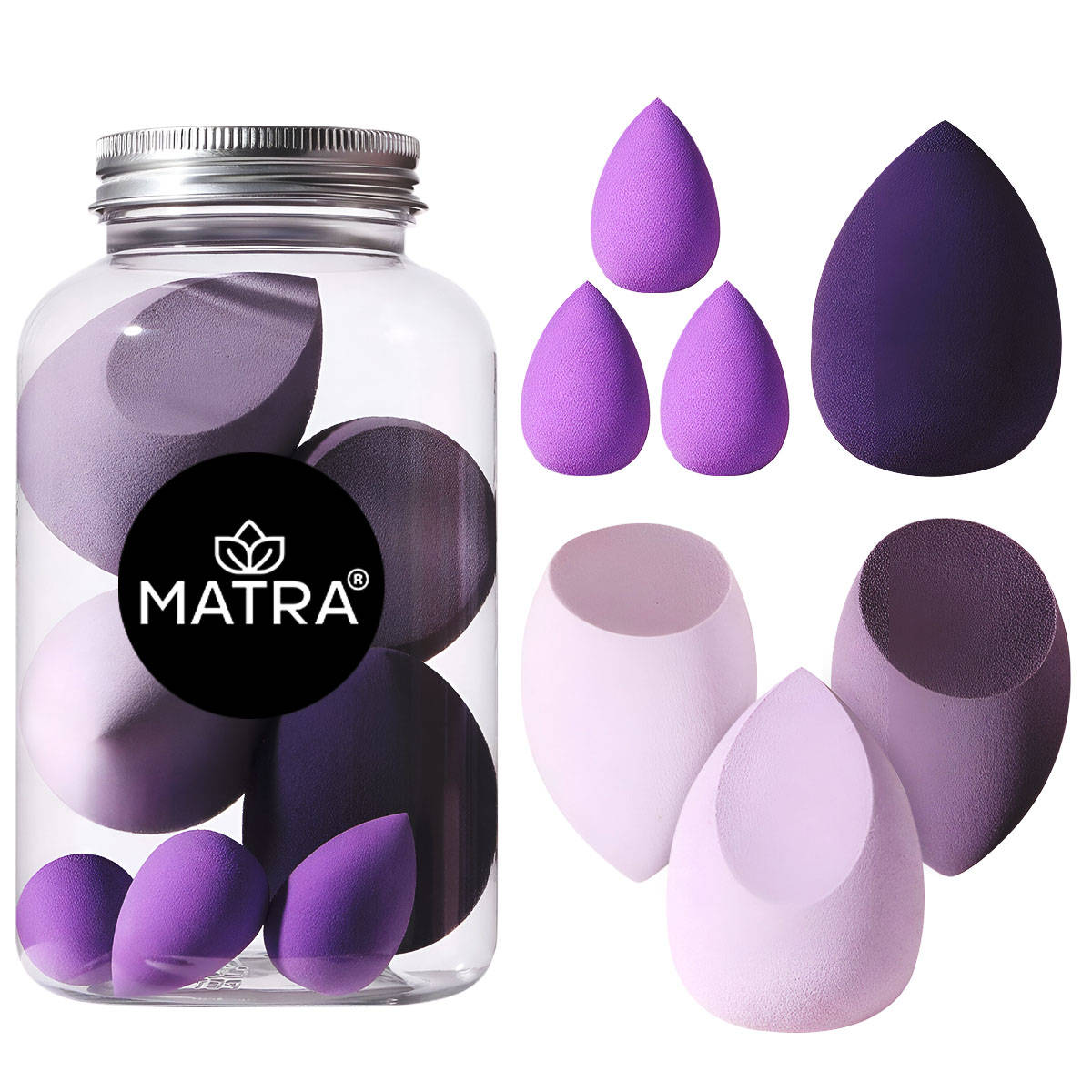 Makeup Blender Beauty Sponge Puff Set of 7 with Jar Egg Case | T32 - view 1