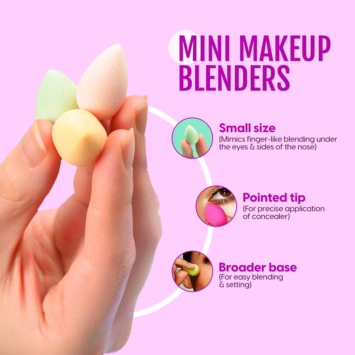 Makeup Blender Beauty Sponge Puff Set of 7 with Jar Egg Case | T32 - view 4