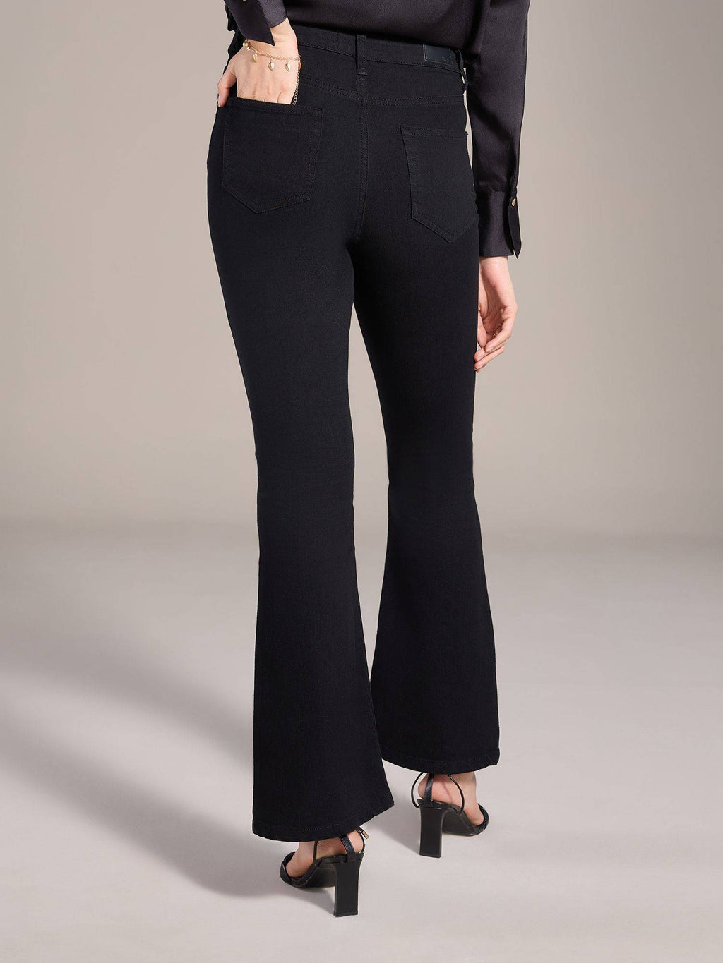 Britney Blue Solid Mid Waist Bootcut Denims | BT10 - view 9