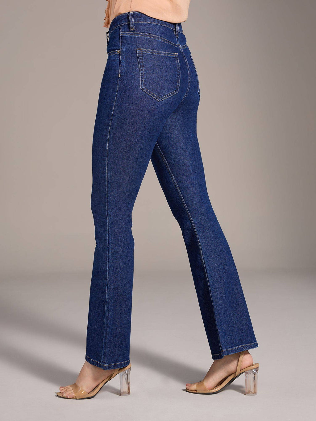 Britney Black Solid Mid Waist Bootcut Denims | BT10 - view 10