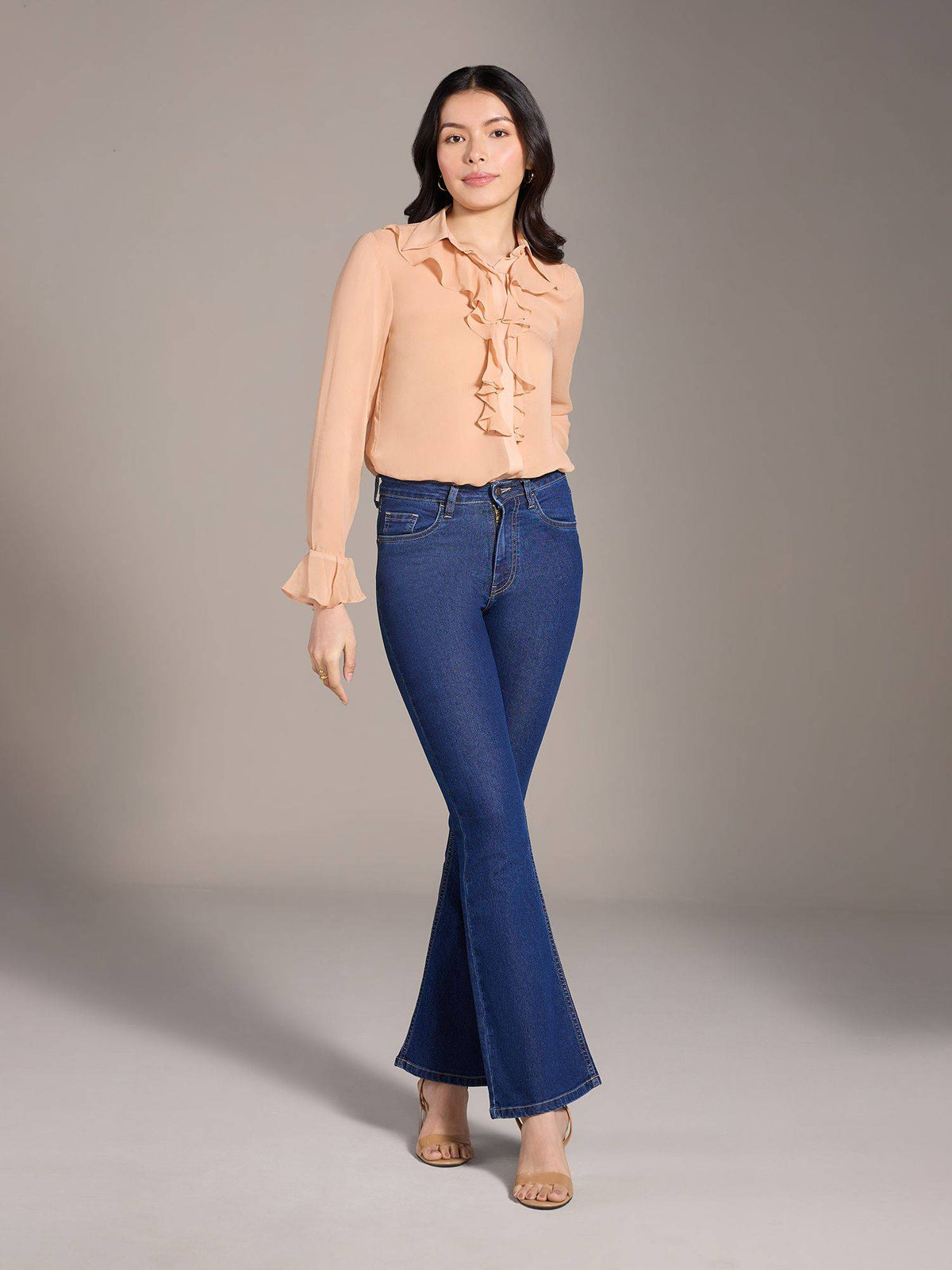 Britney Black Solid Mid Waist Bootcut Denims | BT10 - view 11