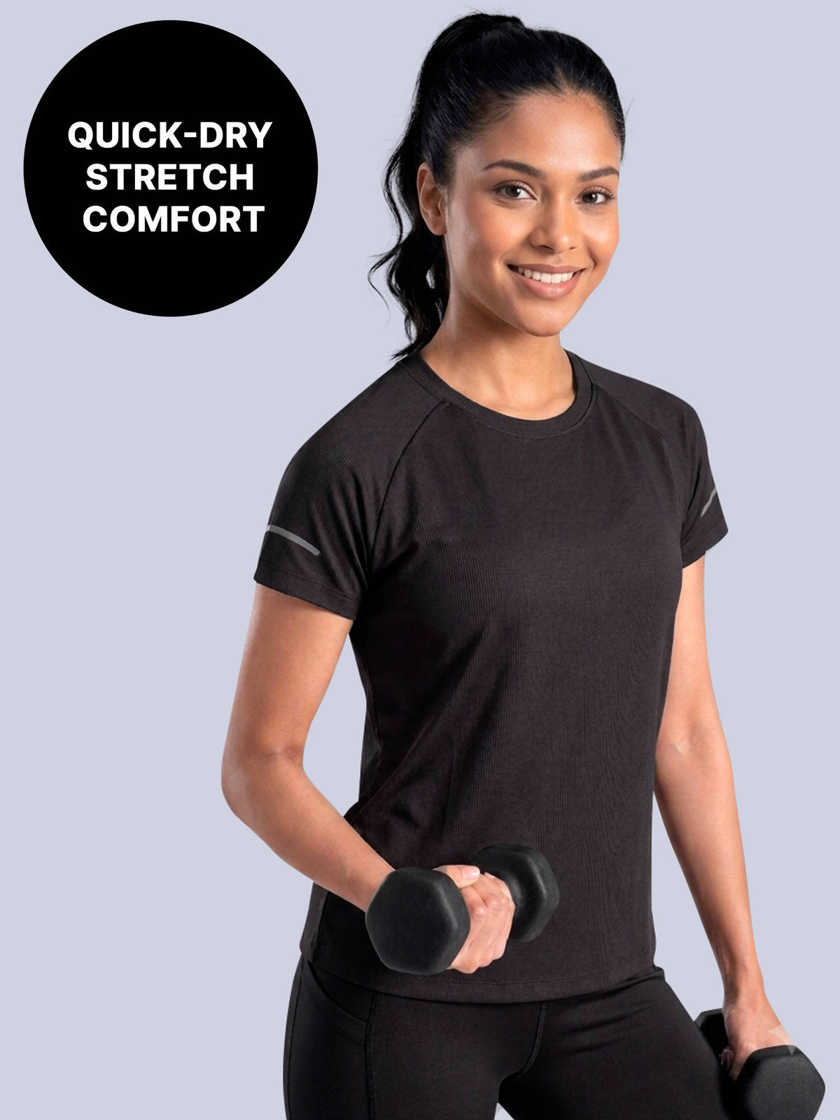 Quick Dry Tee with Soft Stretch & Reflective Detail for Gym & Running KIC026 Wine | TS56 - view 6