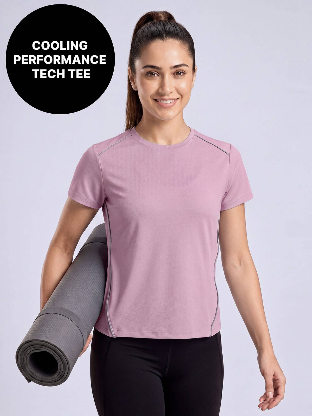 Quick Dry Performance Tee with Cooling Tech & Reflective Detail KIC027 Pink | TS56 - view 1
