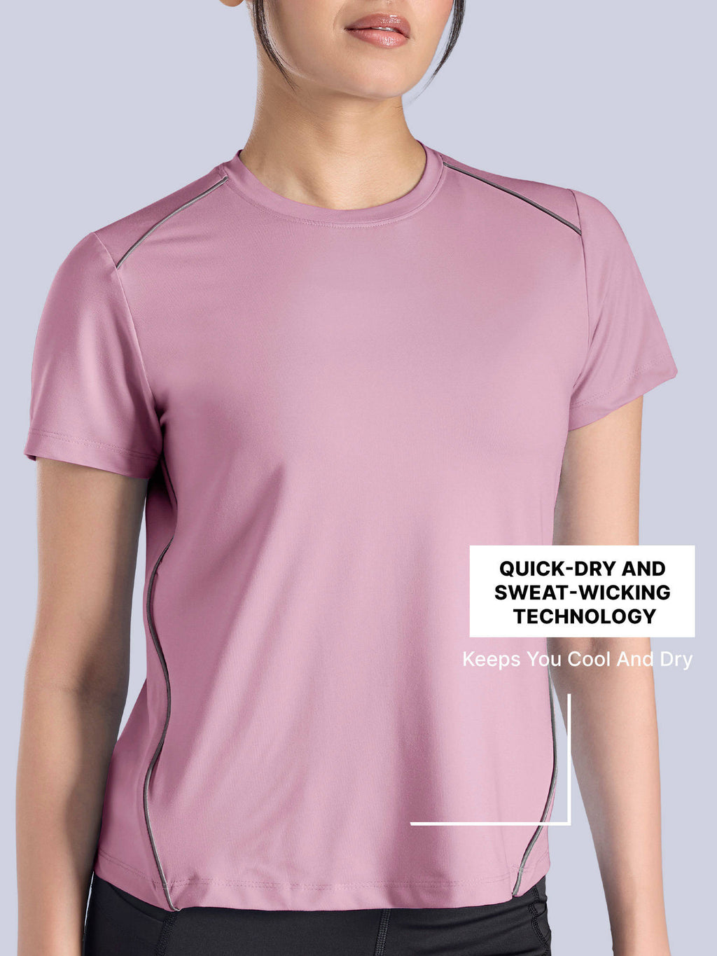 Quick Dry Performance Tee with Cooling Tech & Reflective Detail KIC027 Pink | TS56 - view 2