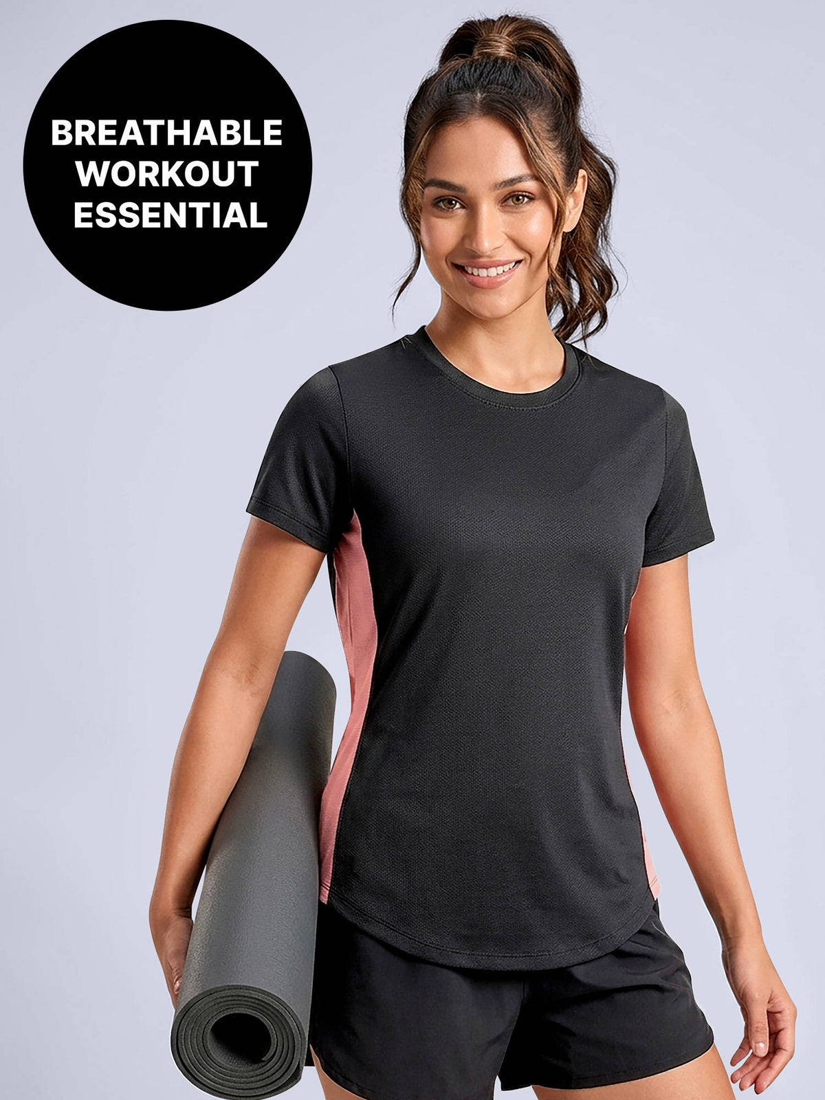Lightweight Quick Dry Power Move Colorblock Performance Tee for Gym & Running KIC029 Grey | TS56 - view 19