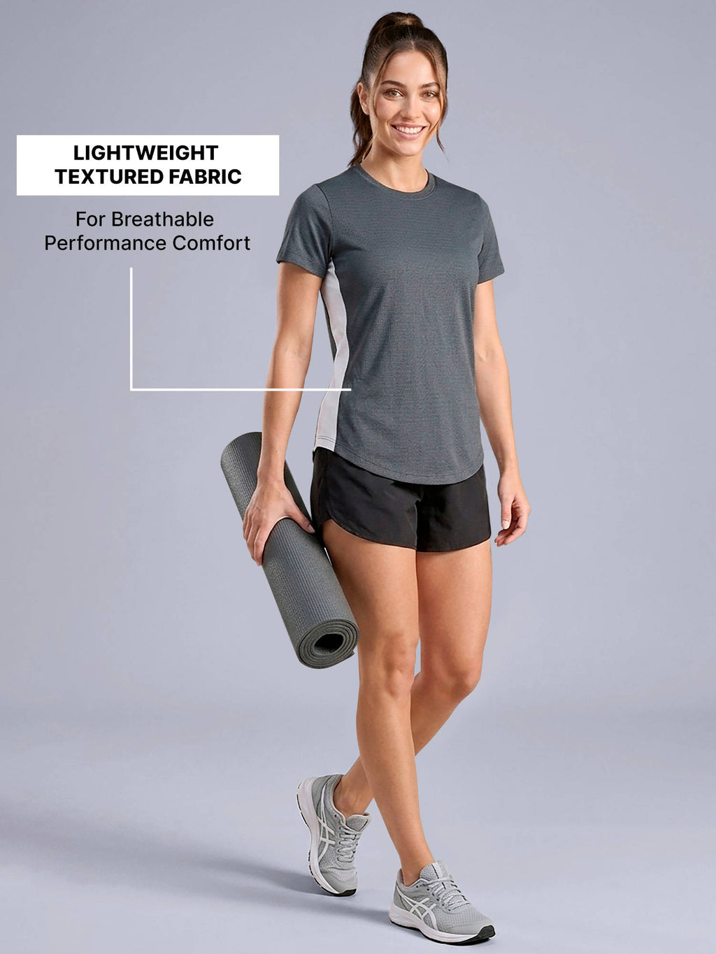Lightweight Quick Dry Power Move Colorblock Performance Tee for Gym & Running KIC029 Grey | TS56 - view 5