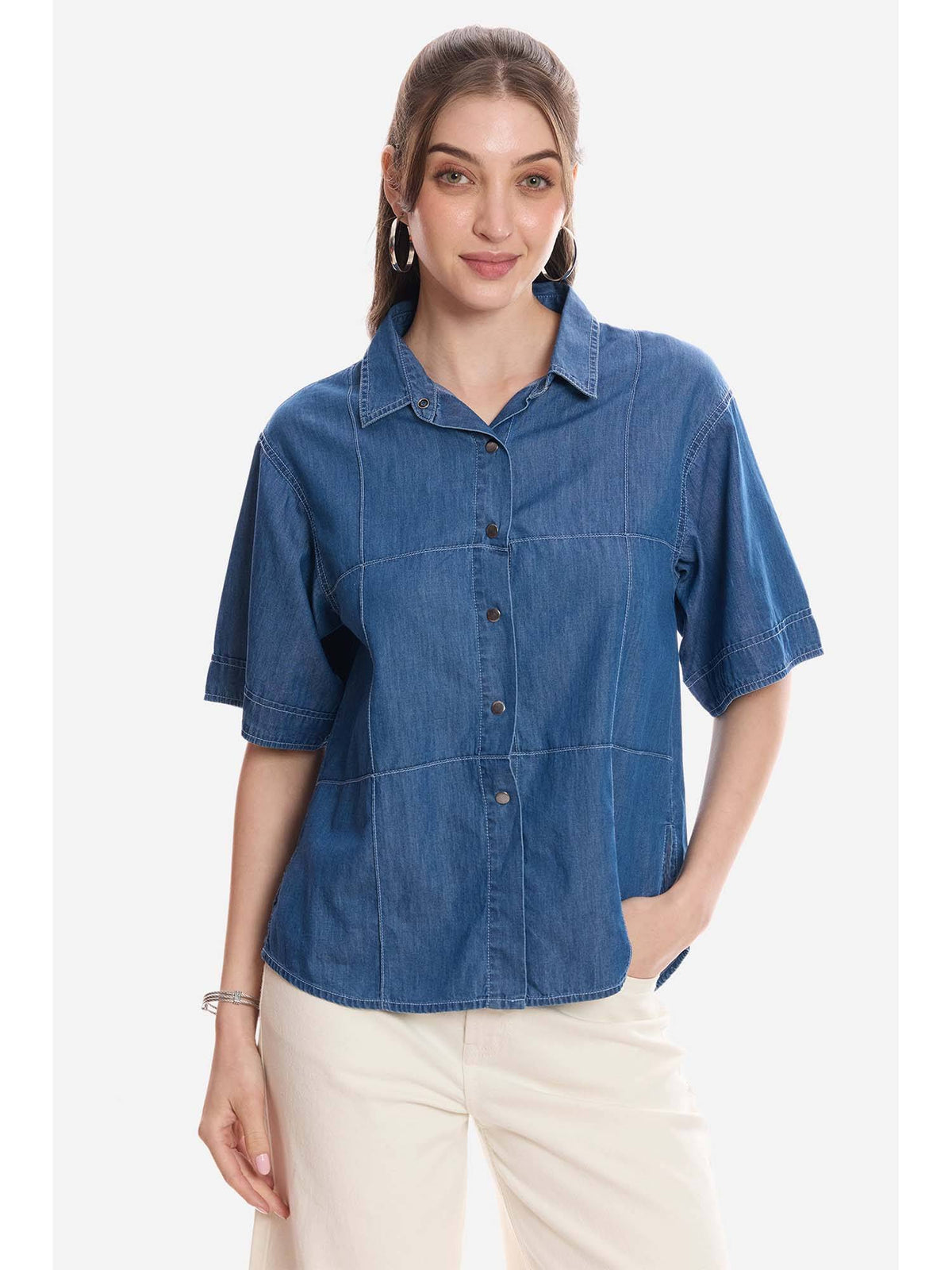 Blue Solid Regular Fit Shirt | S67 - view 1