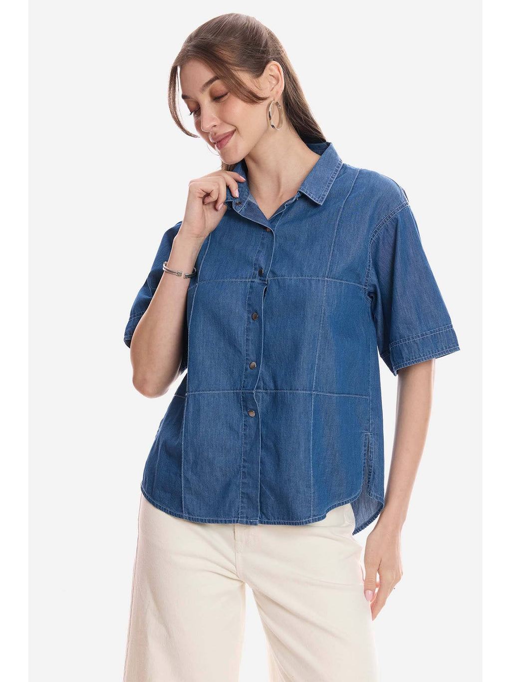 Blue Solid Regular Fit Shirt | S67 - view 3