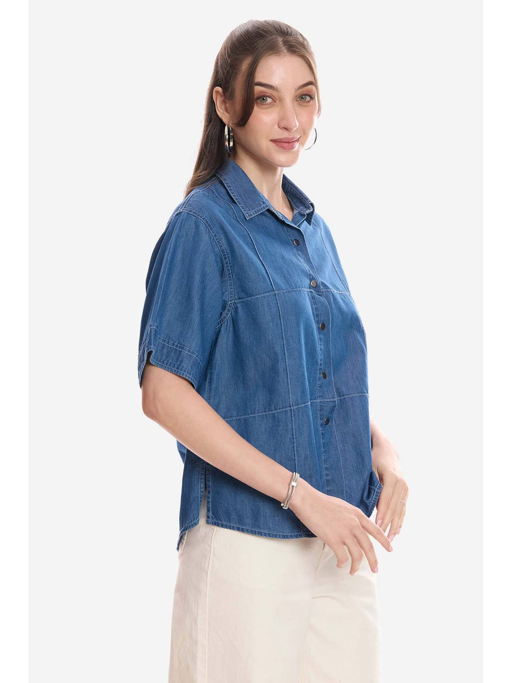 Blue Solid Regular Fit Shirt | S67 - view 4