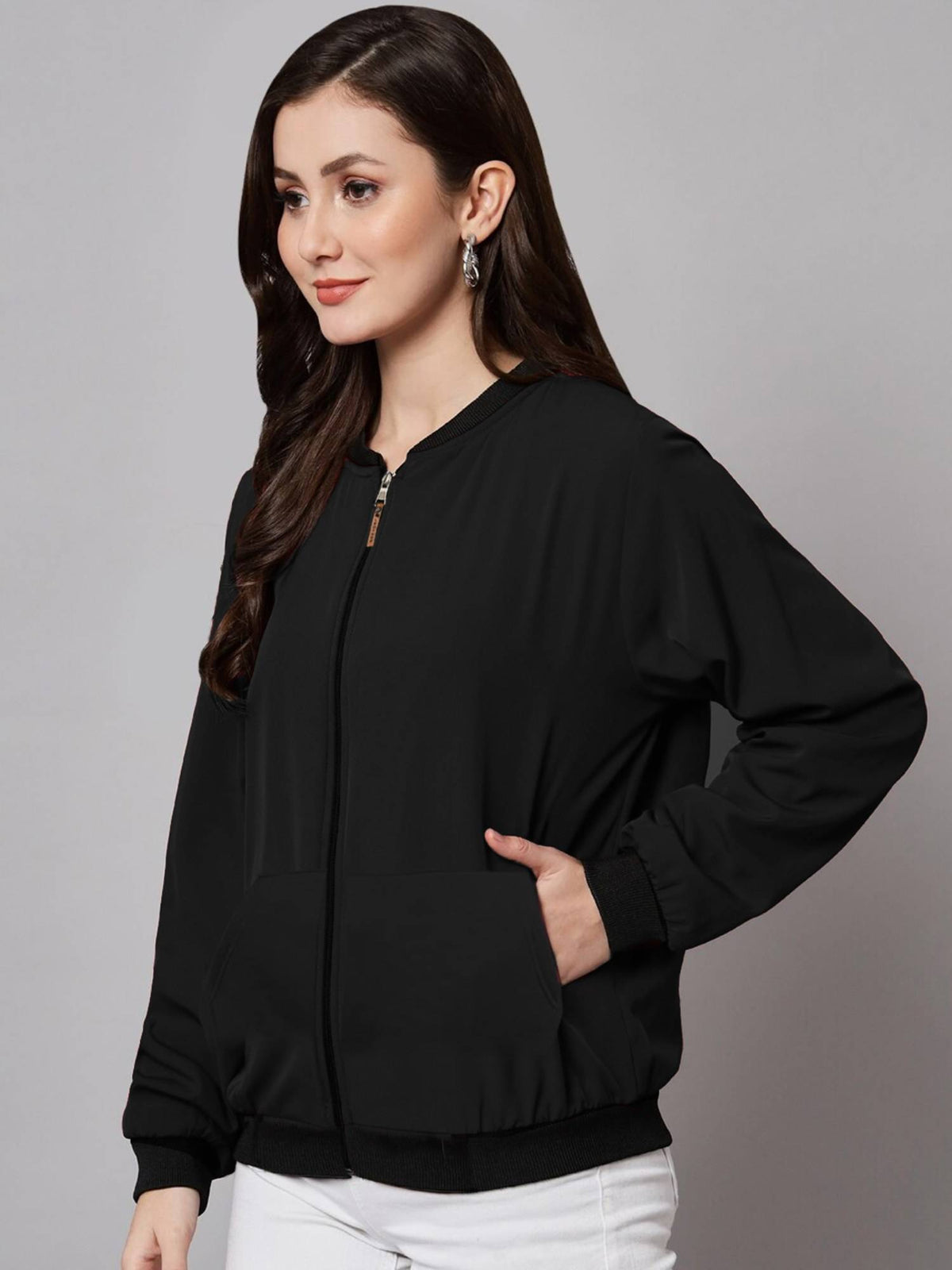 Black Mandarin Neck Solid Jacket | JC78 - view 4