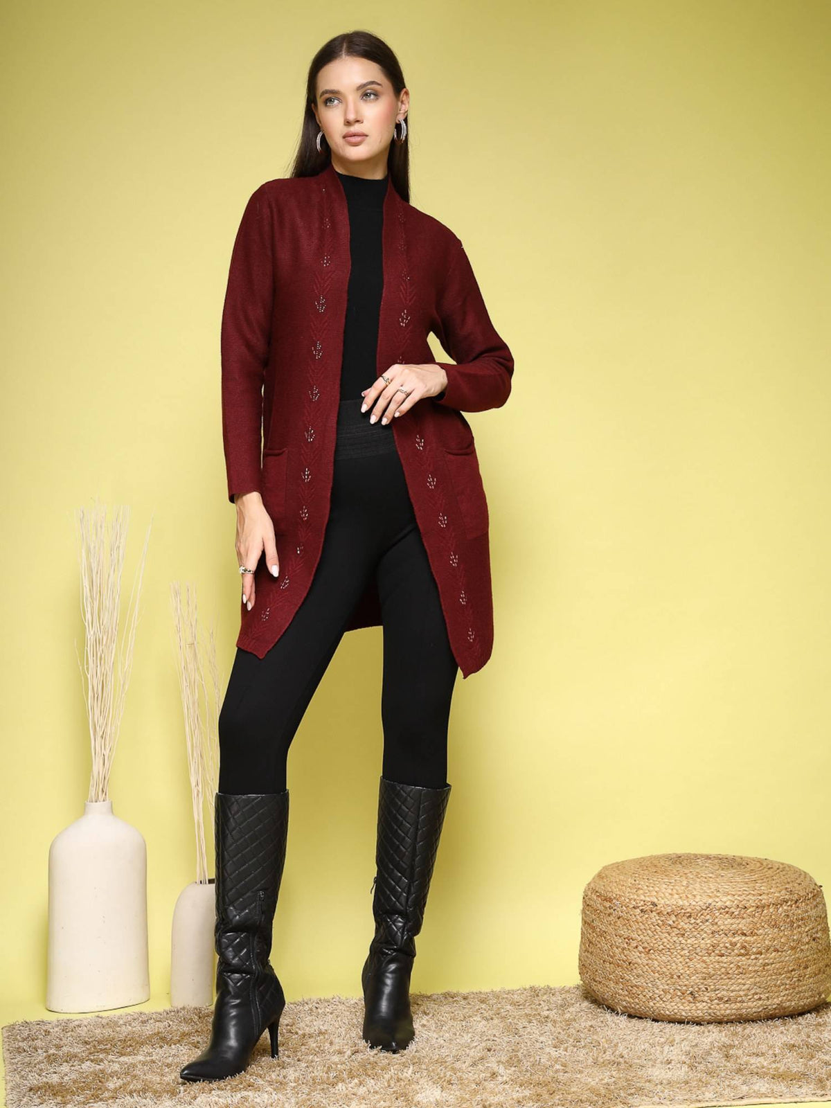 Grey Open Front Textured Shrug | JC78 - view 6