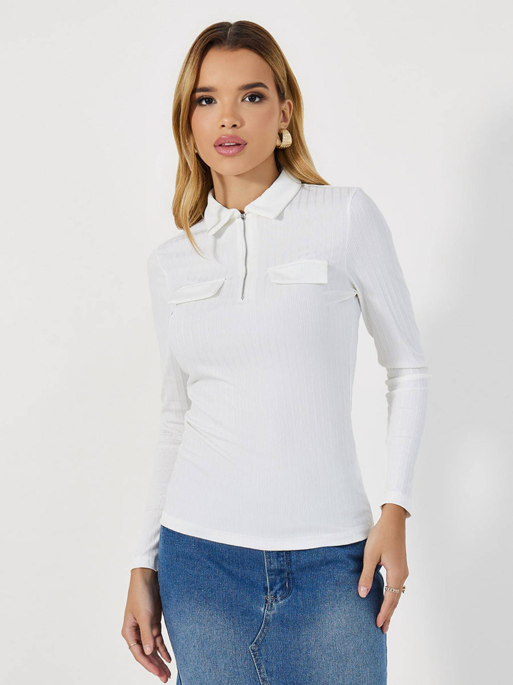 Women Solid Regular Fit Long Sleeves Polo T-Shirt | PW43 - view 1