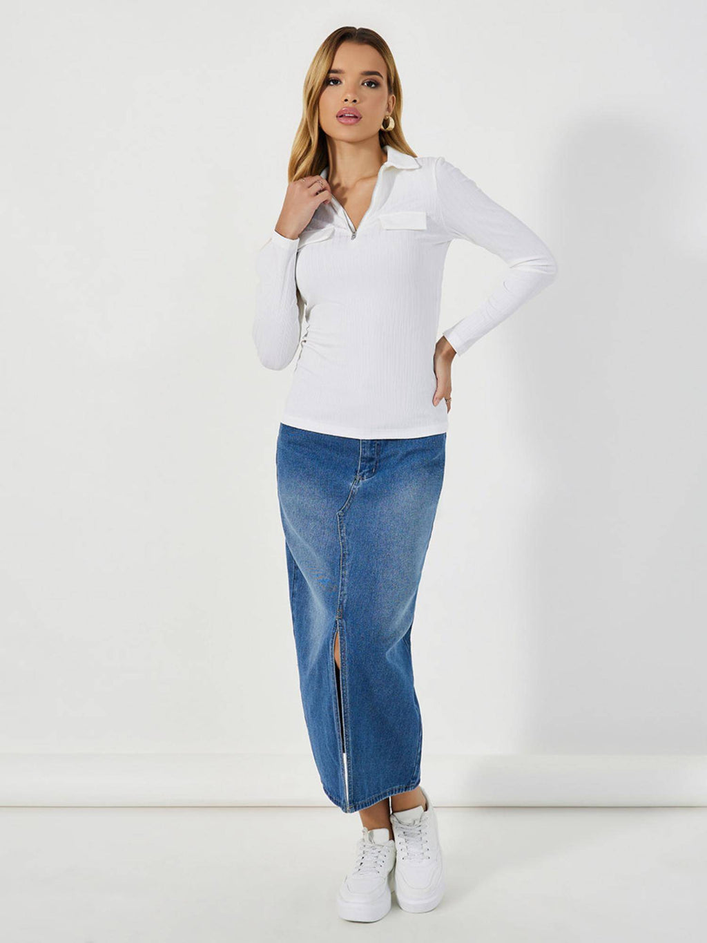 Women Solid Regular Fit Long Sleeves Polo T-Shirt | PW43 - view 2