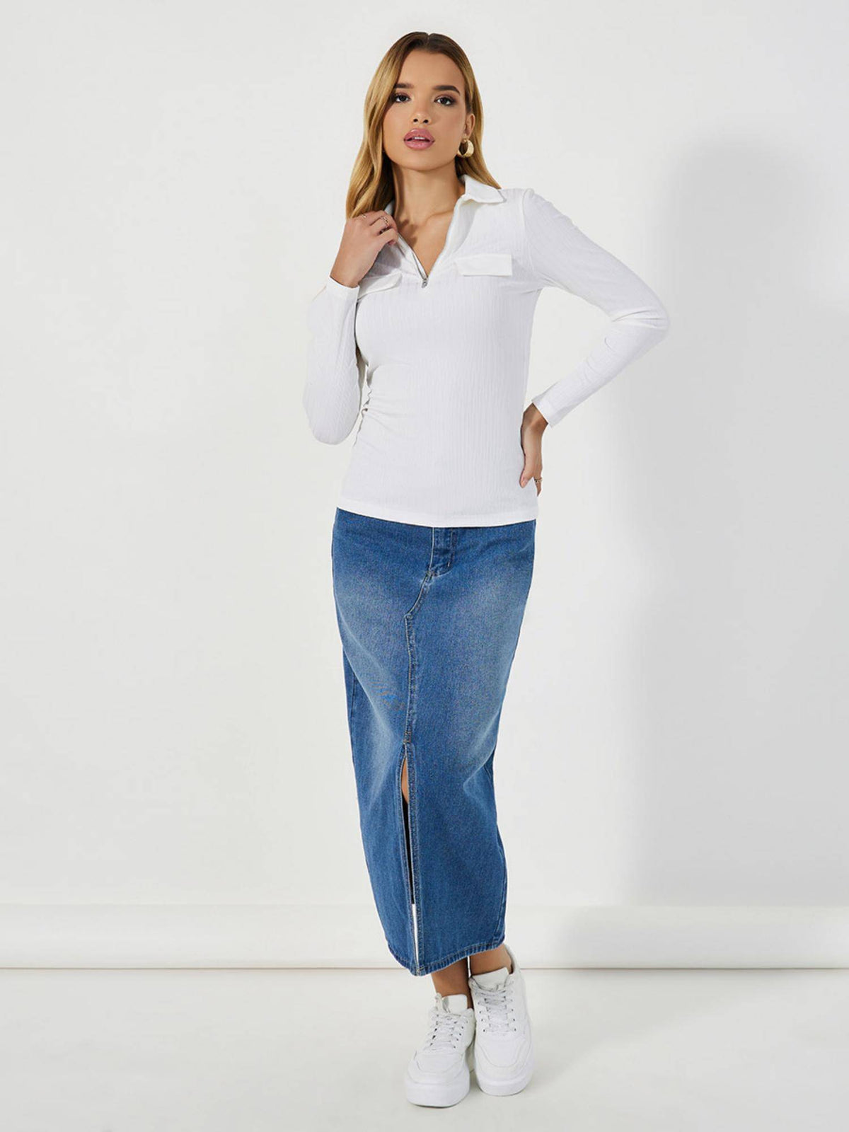 Women Solid Regular Fit Long Sleeves Polo T-Shirt | PW43 - view 2